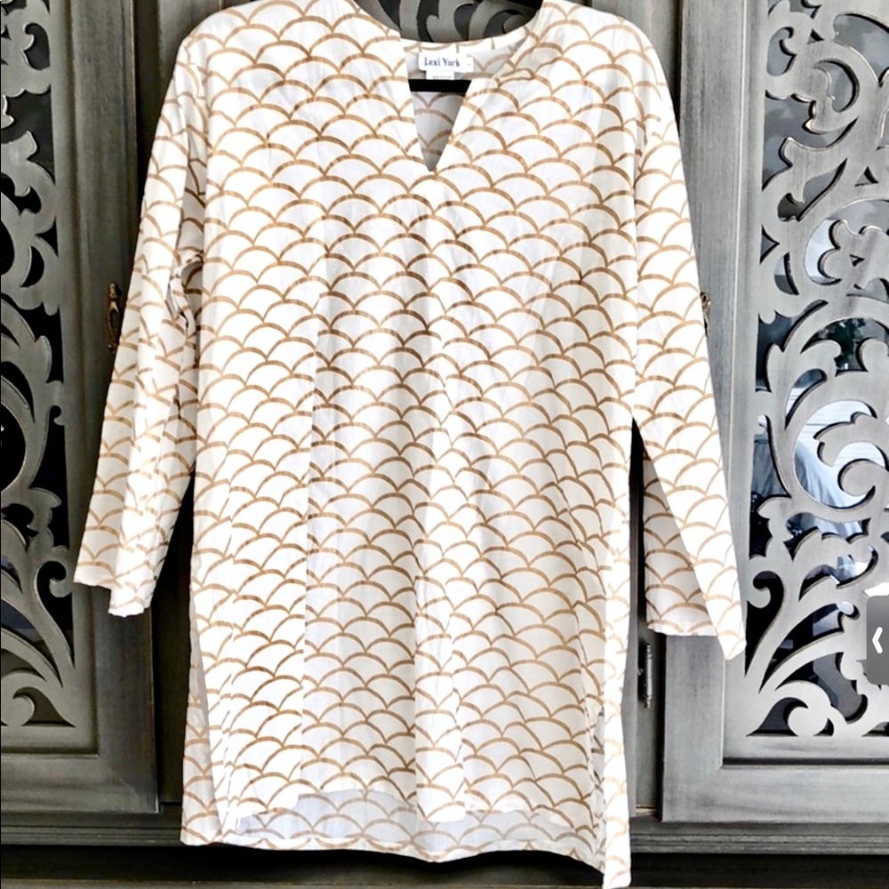 Lexi York white and gold cotton tunic